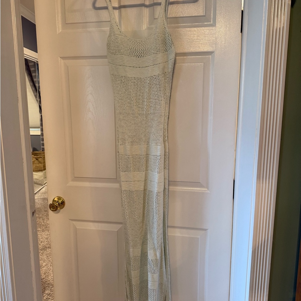 Elegant Mint Green Knit Maxi Dress
